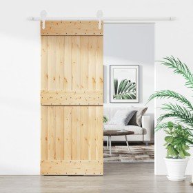 Puerta corredera con herrajes madera maciza de pino 85x210 cm en Puertas | Comprar online en Foru.es
