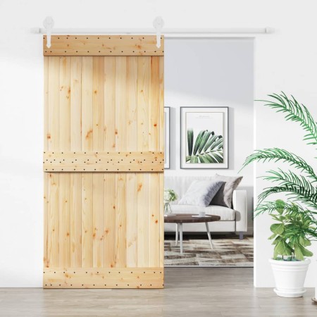 Puerta corredera con herrajes madera maciza de pino 100x210 cm en Puertas | Comprar online en Foru.es