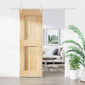 Puerta corredera con herrajes madera maciza de pino 70x210 cm en Puertas | Comprar online en Foru.es
