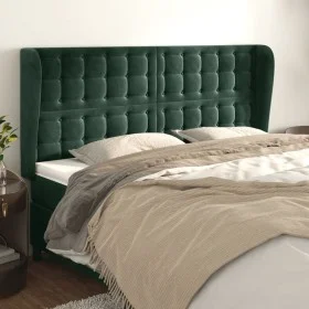 Cabecero con orejas de terciopelo verde oscuro 183x23x118/128cm de , Cabeceros y pies de cama - Ref: Foro24-3118453, Precio: ...