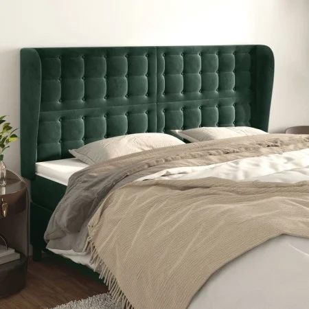 Cabecero con orejas de terciopelo verde oscuro 183x23x118/128cm de , Cabeceros y pies de cama - Ref: Foro24-3118453, Precio: ...