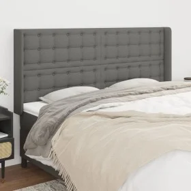 Cabecero con orejas de tela gris oscuro 163x16x118/128 cm de , Cabeceros y pies de cama - Ref: Foro24-3120021, Precio: 171,51...