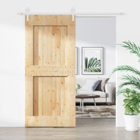 Puerta corredera con herrajes madera maciza de pino 95x210 cm en Puertas | Comprar online en Foru.es