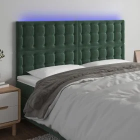 Headboard with LED lights dark green velvet 180x5x118/128 cm by , Headboards and footboards - Ref: Foro24-3122921, Price: 126...