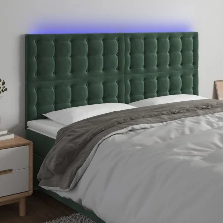 Headboard with LED lights dark green velvet 180x5x118/128 cm by , Headboards and footboards - Ref: Foro24-3122921, Price: 126...