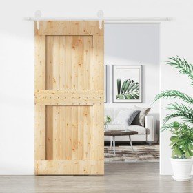 Puerta corredera con herrajes madera maciza de pino 100x210 cm en Puertas | Comprar online en Foru.es