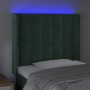 Cabecero con LED de terciopelo verde oscuro 93x16x118/128 cm de , Cabeceros y pies de cama - Ref: Foro24-3124521, Precio: 84,...