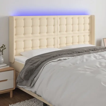 Kopfteil aus cremefarbenem Stoff mit LED 163x16x118/128 cm von , Kopf- und Fußteile - Ref: Foro24-3124493, Preis: 139,74 €, R...