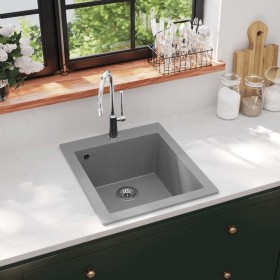 Fregadero sobrepuesto de granito gris de vidaXL, Fregaderos - Ref: Foro24-141673, Precio: 132,69 €, Descuento: %