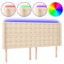Cabecero con LED de tela color crema 163x16x118/128 cm de , Cabeceros y pies de cama - Ref: Foro24-3124493, Precio: 142,16 €,...