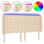 Kopfteil aus cremefarbenem Stoff mit LED 163x16x118/128 cm von , Kopf- und Fußteile - Ref: Foro24-3124493, Preis: 139,74 €, R...