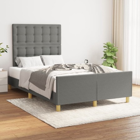 Estructura de cama con cabecero de tela gris oscuro 120x200 cm de , Camas y somieres - Ref: Foro24-3125366, Precio: 164,05 €,...