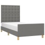 Estructura de cama con cabecero de tela gris oscuro 100x200 cm de , Camas y somieres - Ref: Foro24-3125358, Precio: 147,77 €,...