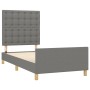 Estructura de cama con cabecero de tela gris oscuro 100x200 cm de , Camas y somieres - Ref: Foro24-3125358, Precio: 147,77 €,...