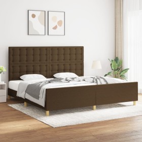Estructura de cama con cabecero de tela marrón oscuro 200x200cm de , Camas y somieres - Ref: Foro24-3125408, Precio: 265,28 €...