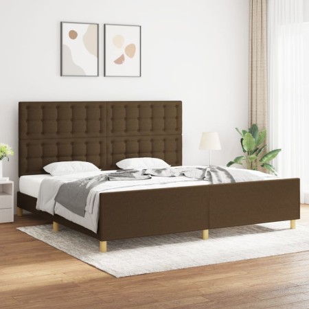 Estructura de cama con cabecero de tela marrón oscuro 200x200cm de , Camas y somieres - Ref: Foro24-3125408, Precio: 265,28 €...