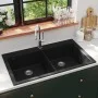 Built-in two-bowl black granite sink by vidaXL, Sinks - Ref: Foro24-141675, Price: 291,05 €, Discount: %