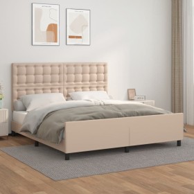Estructura de cama cabecero cuero sintético capuchino 180x200cm de , Camas y somieres - Ref: Foro24-3125590, Precio: 291,30 €...