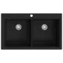 Einbauspüle aus schwarzem Granit mit zwei Becken von vidaXL, Sinkt - Ref: Foro24-141675, Preis: 291,05 €, Rabatt: %