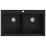Fregadero encastrable de granito negro de dos cubetas de vidaXL, Fregaderos - Ref: Foro24-141675, Precio: 284,80 €, Descuento: %