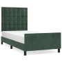 Estructura cama con cabecero terciopelo verde oscuro 100x200 cm de , Camas y somieres - Ref: Foro24-3125986, Precio: 151,55 €...