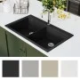Einbauspüle aus schwarzem Granit mit zwei Becken von vidaXL, Sinkt - Ref: Foro24-141675, Preis: 291,05 €, Rabatt: %