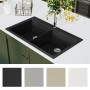 Fregadero encastrable de granito negro de dos cubetas de vidaXL, Fregaderos - Ref: Foro24-141675, Precio: 284,80 €, Descuento: %