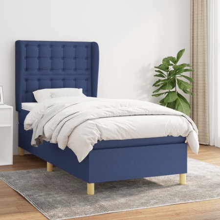 Cama box spring con colchón tela azul 90x190 cm de , Camas y somieres - Ref: Foro24-3128811, Precio: 338,85 €, Descuento: %