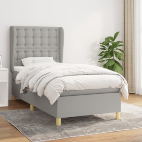 Cama box spring con colchón tela gris claro 80x200 cm de , Camas y somieres - Ref: Foro24-3128797, Precio: 335,39 €, Descuent...