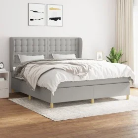 Cama box spring con colchón tela gris claro 160x200 cm de , Camas y somieres - Ref: Foro24-3128853, Precio: 576,50 €, Descuen...