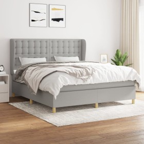 Cama box spring con colchón tela gris claro 160x200 cm de , Camas y somieres - Ref: Foro24-3128853, Precio: 588,56 €, Descuen...