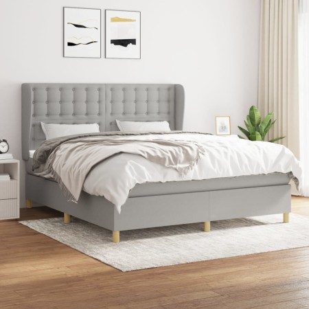 Cama box spring con colchón tela gris claro 160x200 cm de , Camas y somieres - Ref: Foro24-3128853, Precio: 588,56 €, Descuen...