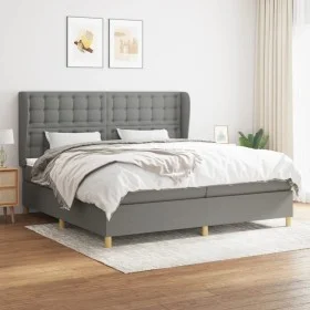 Box spring bed with dark gray fabric mattress 200x200 cm by , Beds and slatted bases - Ref: Foro24-3128870, Price: 649,93 €, ...