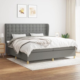 Cama box spring con colchón tela gris oscuro 200x200 cm de , Camas y somieres - Ref: Foro24-3128870, Precio: 660,08 €, Descue...