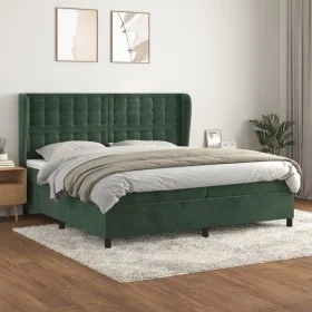 Cama box spring con colchón terciopelo verde oscuro 200x200 cm de , Camas y somieres - Ref: Foro24-3129474, Precio: 781,36 €,...