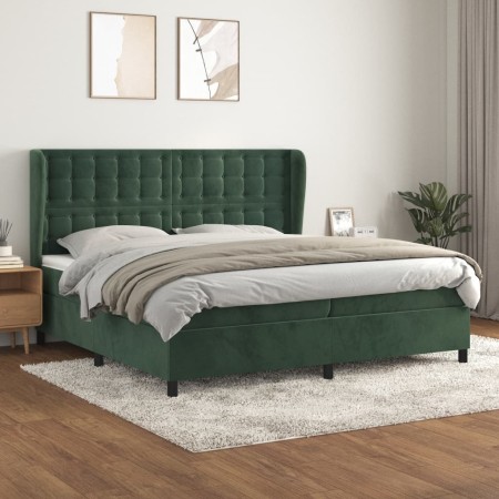 Cama box spring con colchón terciopelo verde oscuro 200x200 cm de , Camas y somieres - Ref: Foro24-3129474, Precio: 779,68 €,...