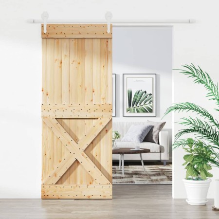 Puerta corredera con herrajes madera maciza de pino 85x210 cm en Puertas | Comprar online en Foru.es