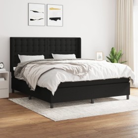 Cama box spring con colchón tela negro 160x200 cm de , Camas y somieres - Ref: Foro24-3131763, Precio: 611,11 €, Descuento: %