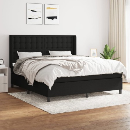 Cama box spring con colchón tela negro 160x200 cm de , Camas y somieres - Ref: Foro24-3131763, Precio: 611,11 €, Descuento: %