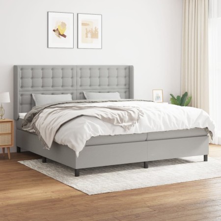 Cama box spring con colchón tela gris claro 200x200 cm de , Camas y somieres - Ref: Foro24-3131777, Precio: 708,50 €, Descuen...