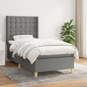 Cama box spring con colchón tela gris oscuro 100x200 cm de , Camas y somieres - Ref: Foro24-3132290, Precio: 379,02 €, Descue...