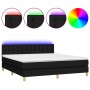 Cama box spring con colchón LED tela negro 160x200 cm de , Camas y somieres - Ref: Foro24-3134047, Precio: 518,52 €, Descuent...