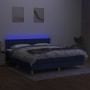 Cama box spring con colchón y LED tela azul 160x200 cm de , Camas y somieres - Ref: Foro24-3134051, Precio: 491,49 €, Descuen...