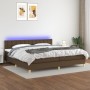 Cama box spring con colchón LED tela marrón oscuro 200x200 cm de , Camas y somieres - Ref: Foro24-3134064, Precio: 621,08 €, ...