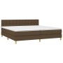 Cama box spring con colchón LED tela marrón oscuro 200x200 cm de , Camas y somieres - Ref: Foro24-3134064, Precio: 621,08 €, ...
