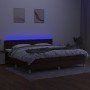 Cama box spring con colchón LED tela marrón oscuro 200x200 cm de , Camas y somieres - Ref: Foro24-3134064, Precio: 621,08 €, ...