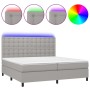 Cama box spring con colchón tela y LED gris claro 200x200 cm de , Camas y somieres - Ref: Foro24-3135221, Precio: 711,86 €, D...