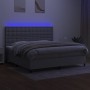 Cama box spring con colchón tela y LED gris claro 200x200 cm de , Camas y somieres - Ref: Foro24-3135221, Precio: 711,86 €, D...