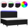 Cama box spring colchón y luces LED tela negro 200x200 cm de , Camas y somieres - Ref: Foro24-3135223, Precio: 685,50 €, Desc...