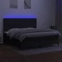 Box spring bed mattress and LED lights black fabric 200x200 cm by , Beds and slatted bases - Ref: Foro24-3135223, Price: 685,...